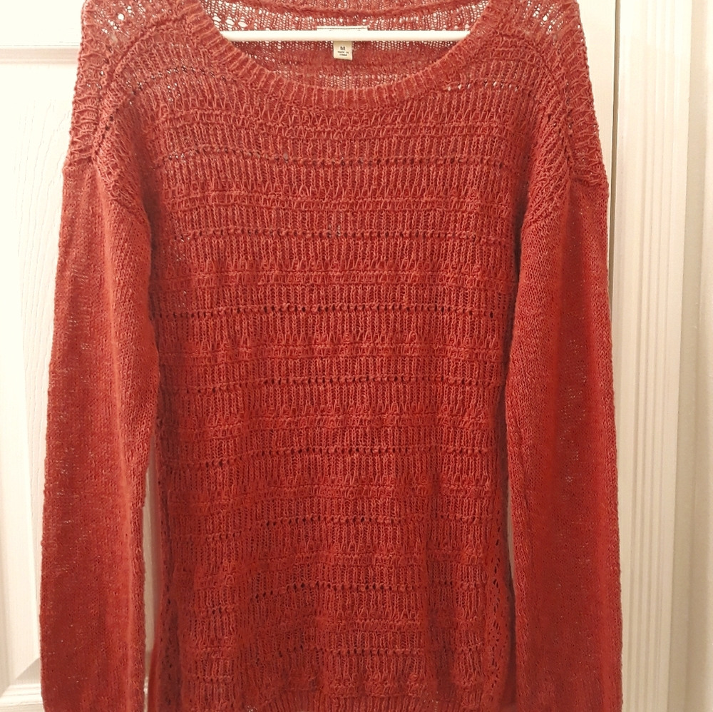 Lucky Brand Red Sweater Blouse Sz M